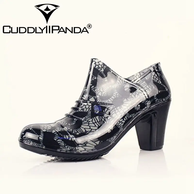 

CuddlyIIPanda Brand Women Fashion Rain Boots Waterproof Shoes Woman Rain Woman Water Rubber Ankle Boots Zip Flower Botas Mujer