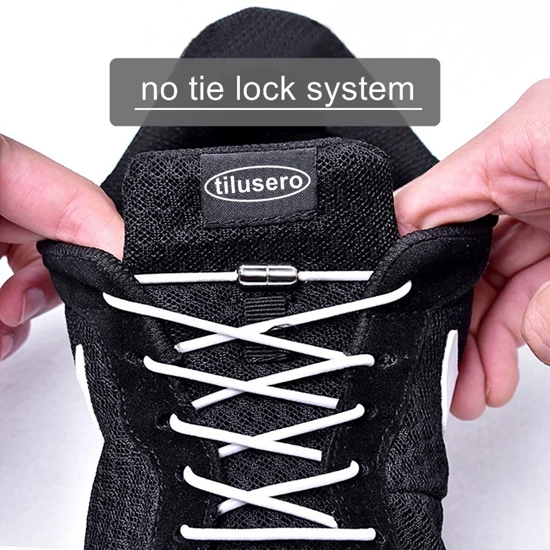 

1Pair Elastic Locking Shoelaces Round No Tie Shoe Laces Kids Adult Quick Lazy Sneakers Shoelace Strings