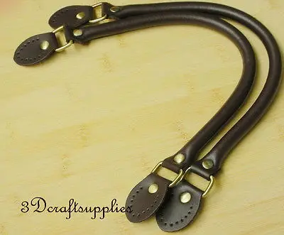 bag strap leather handles for bag 16.5 inch a pair Dark brown