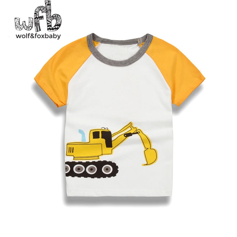 Розничная, футболка с короткими рукавами для детей от 2 до 10 лет классическая белая летняя детская футболка с рисунком - Цвет: Forklift