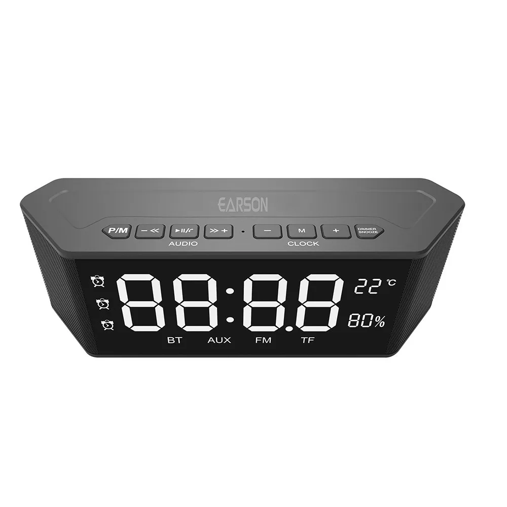 

Free With Temperature Speakers Portable Alarm Clock Radio BT4.2 Audio Music Player Hands Humidity Display Speaker #Y10