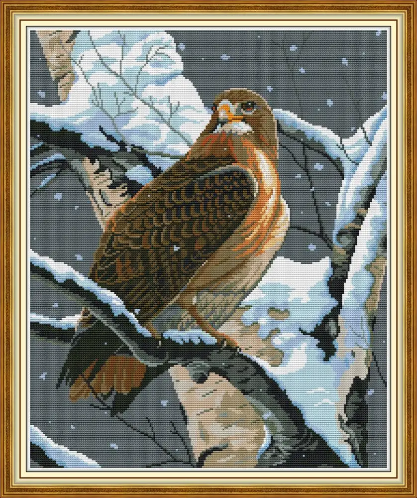 

The falcon in the tree cross stitch kit aida 14ct 11ct count print canvas cross stitches needlework embroidery DIY handmade
