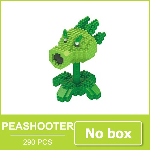 Растения бои зомби Peashooter игрушки; фигурки героев блоки Кирпич мини игрушка персонажи игры подарочные сувениры для мальчиков девочек друзей - Цвет: Peashooter no box