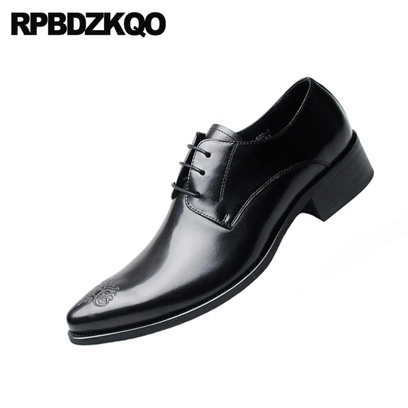 Frühling Art Formale Leder Herbst Schwarz Italien Schuhe Spitz Italienisch Britische Schwarzes Und rot Oxfords Männer Hochzeit Kleid Gedruckt Echtes gOxFwq5Of