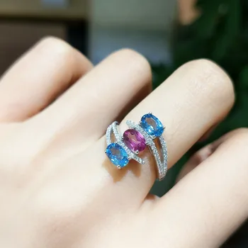 

FLZB , Natural topaz ring in 925 sterling silver fashion elegant ring in 18k white gold plated nice ring for women and girl