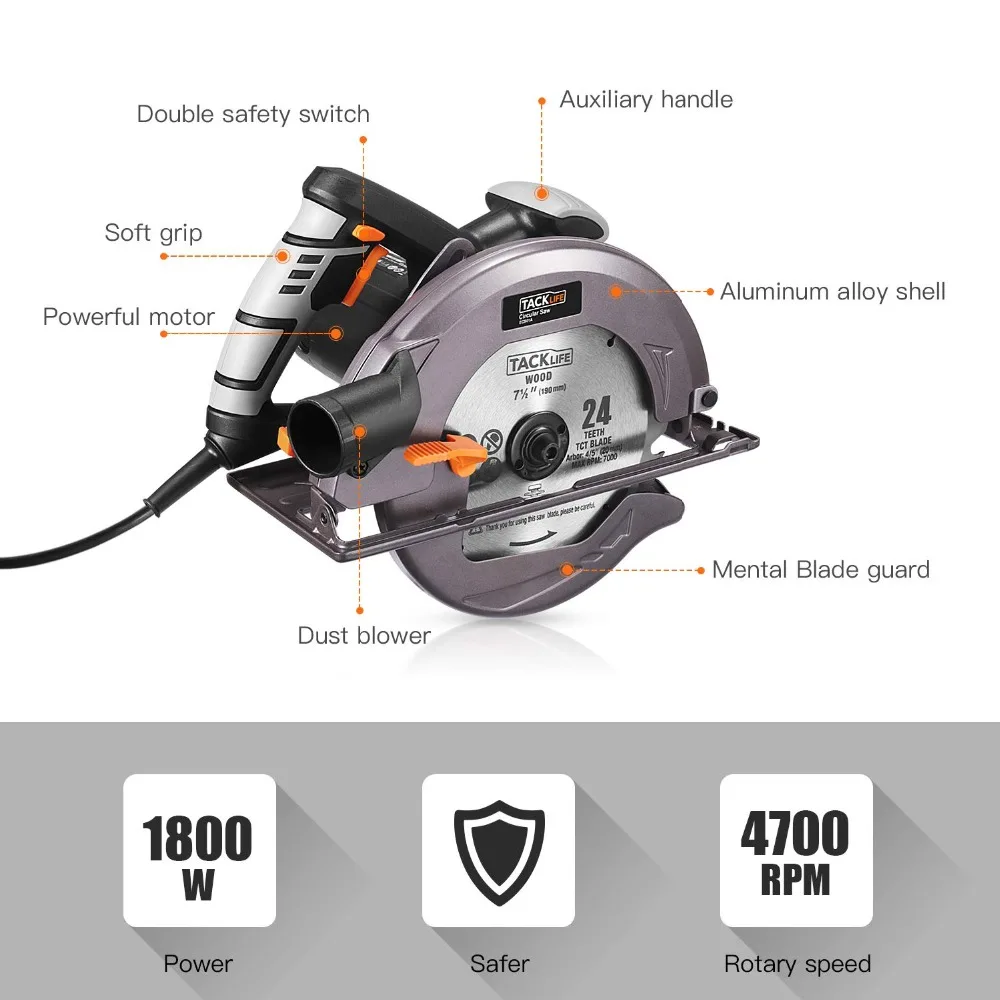 TACKLIFE ECS01A циркулярные пилы модернизированные 15Amp 7 1/2 &quotциркулярная пила с легкой