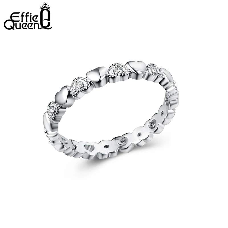 

Effie Queen Silver Color Heart Rings for Female with AAA CZ Wedding Band Engagement Ring Fashion Women Jewelry Wholesale DLR05