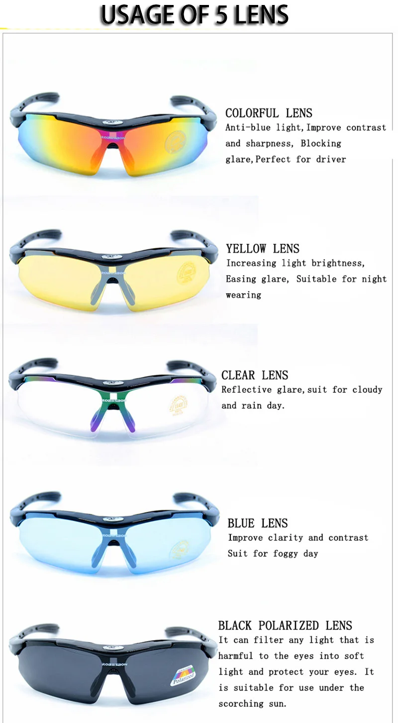 Polarized Sun Glasses 5 Lens Cycling Men Women Outdoor Sports Bicycle Glasses Fishing UV Protect Eyewear