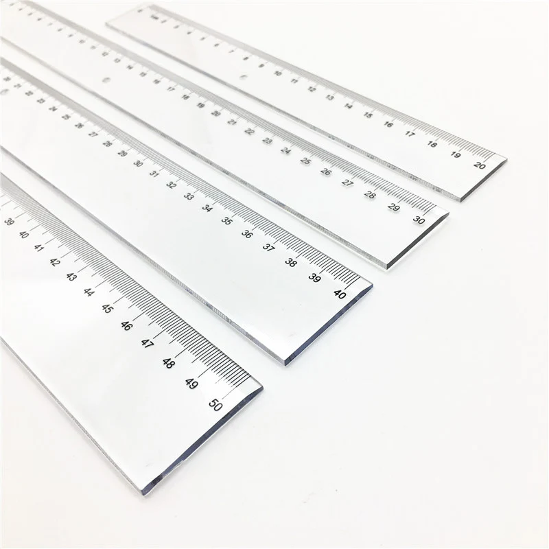 1pc Transparent Plastic Straight Ruler Sewing 20 50cm Teaching Tools