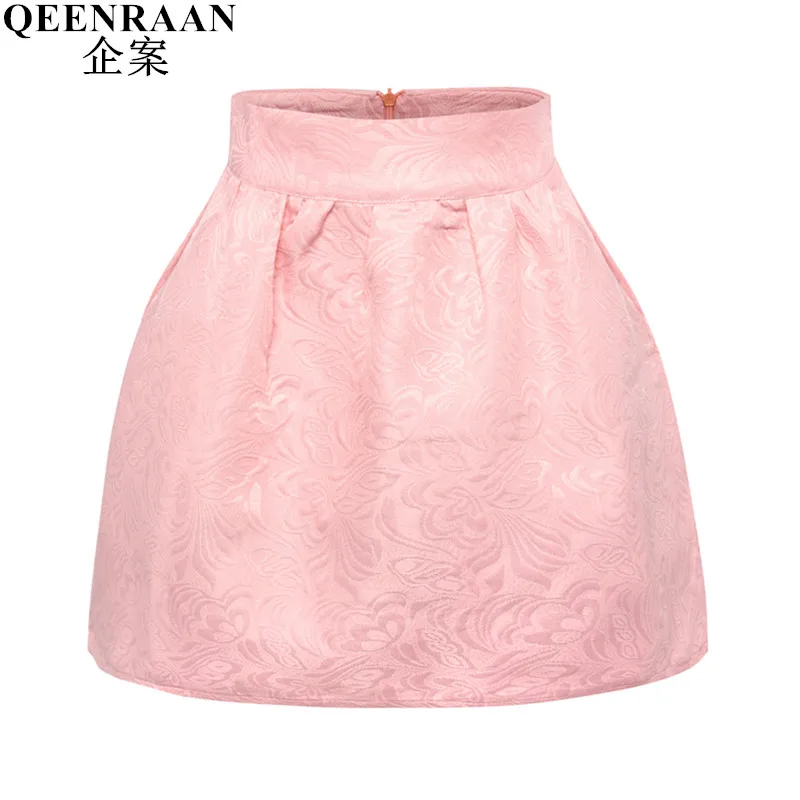 

2018 Spring Tutu Skirts Womens Saia Female Embossed High Waist Back Zipper Saia Midi Skirt Ladies Short Mini Skirt With Pocket