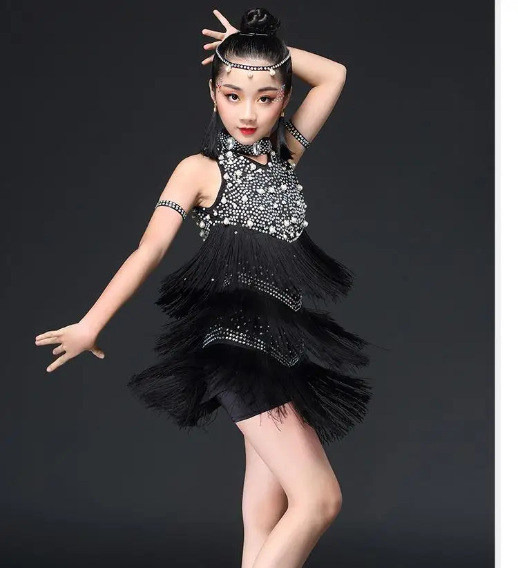 

Girl's sequins tight tassels adorn princess dresses 2