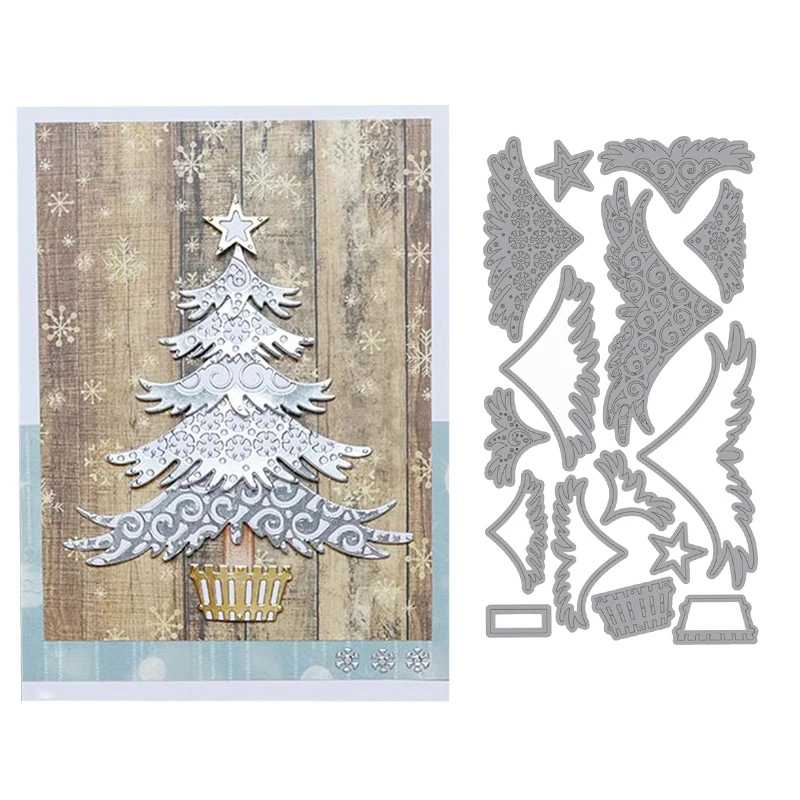 

Christmas tree metal cutting Dies Scrapbooking Craft Die Cut create Emboss paper card make Stencil die template 180*95MM
