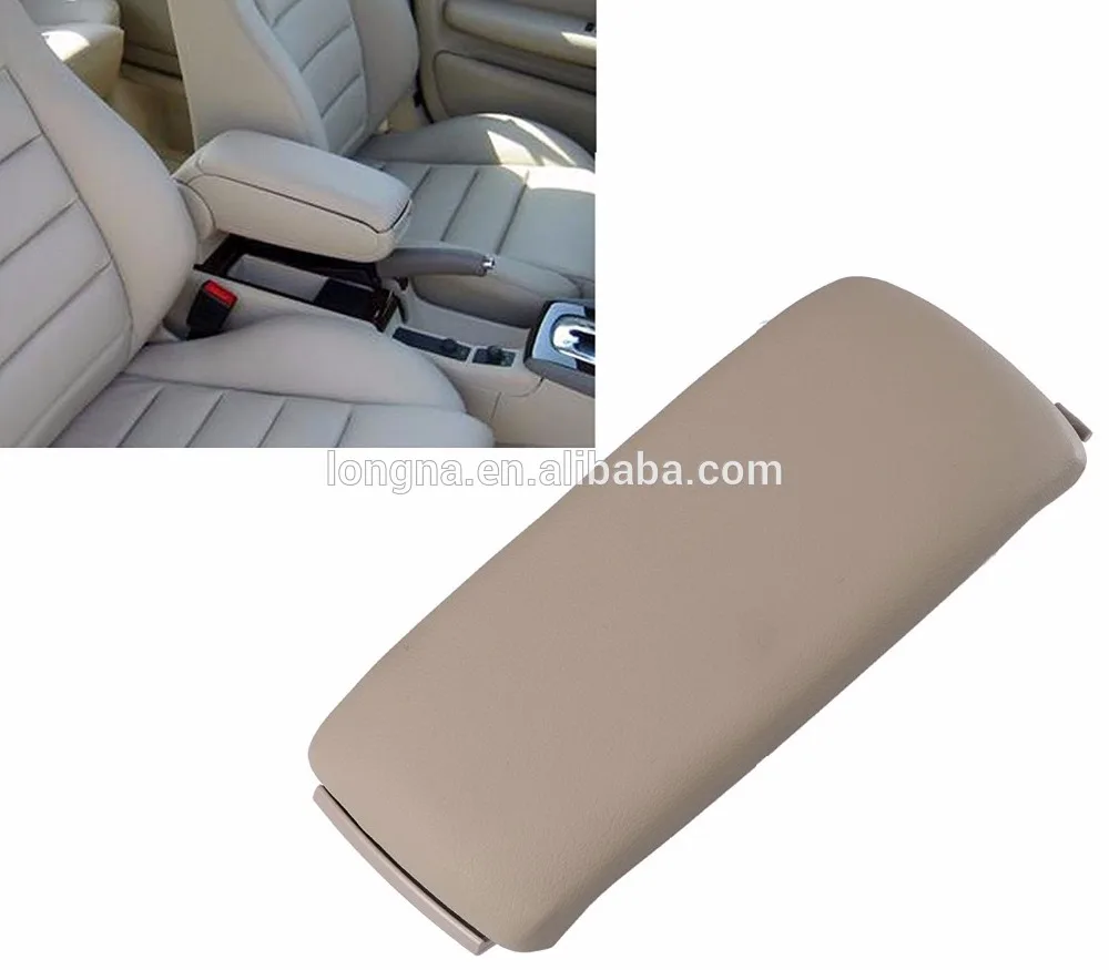 Car Armrest Beige Leather Armrest Arm Rest Center Console Lid Cover For