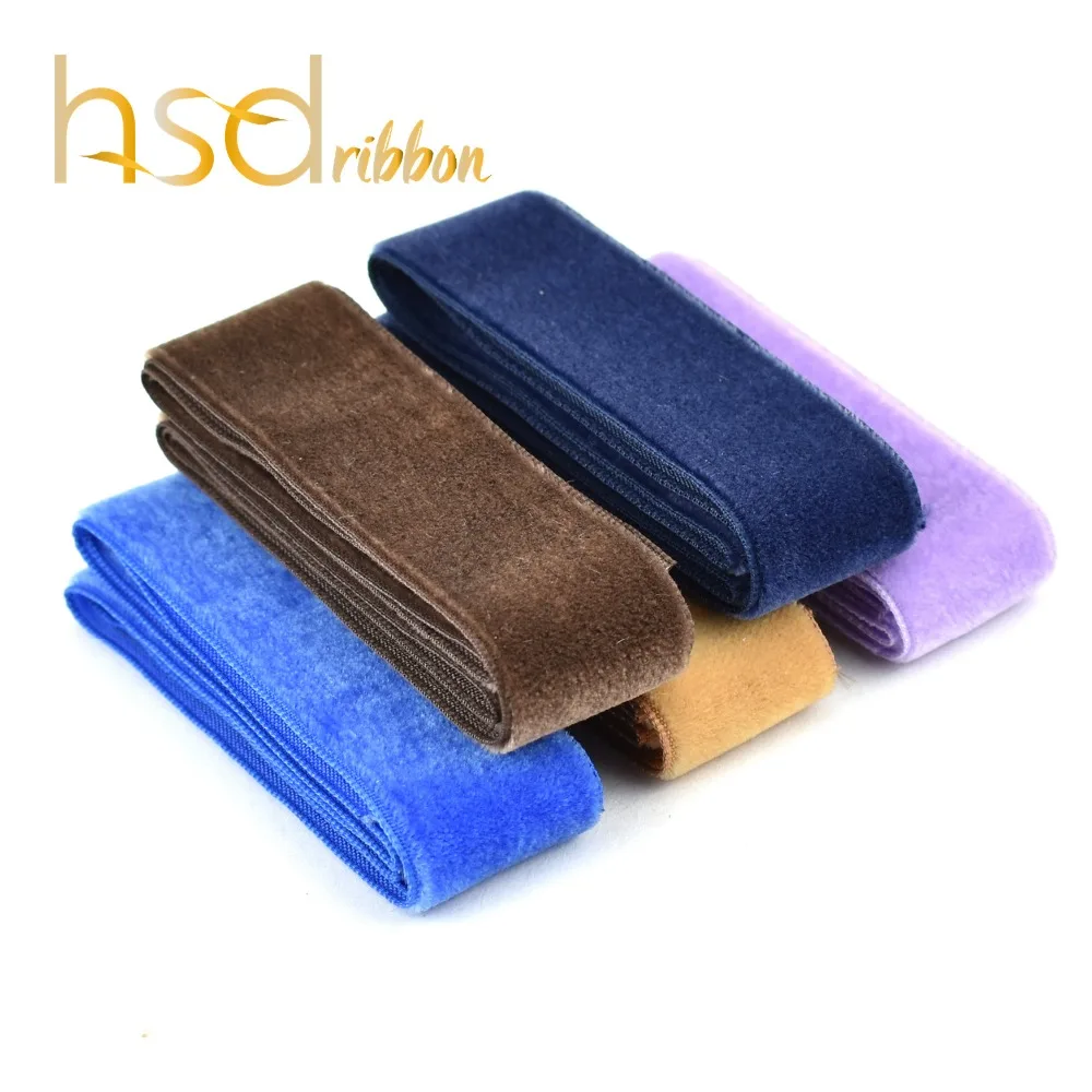 

HSDRibbon 5/8inch 7/8inch 1inch 1-1/2inch Purple and brown Navy series Solid color Velvet ribbon