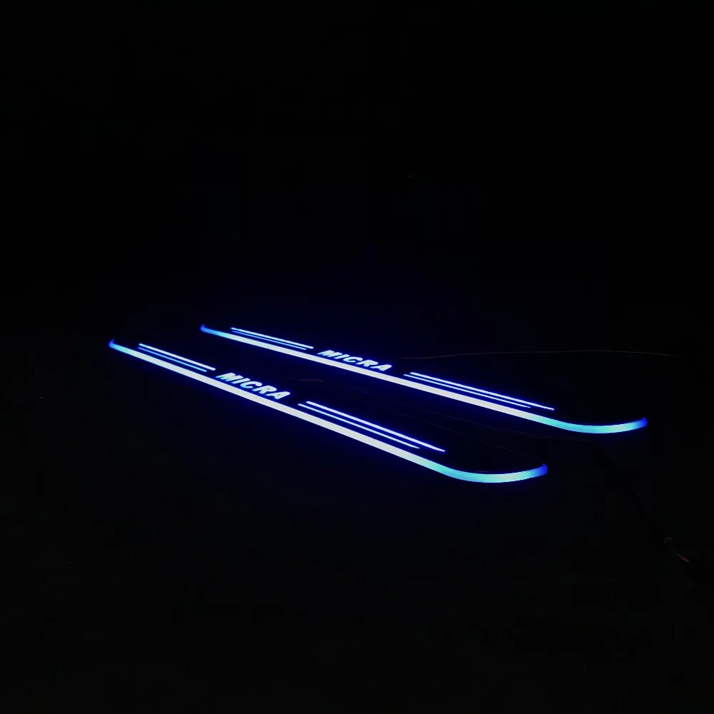 RQXR led движущиеся двери потертости для Nissan micra динамический порог пластина плоский накладной поток/фиксированный свет, 2 шт