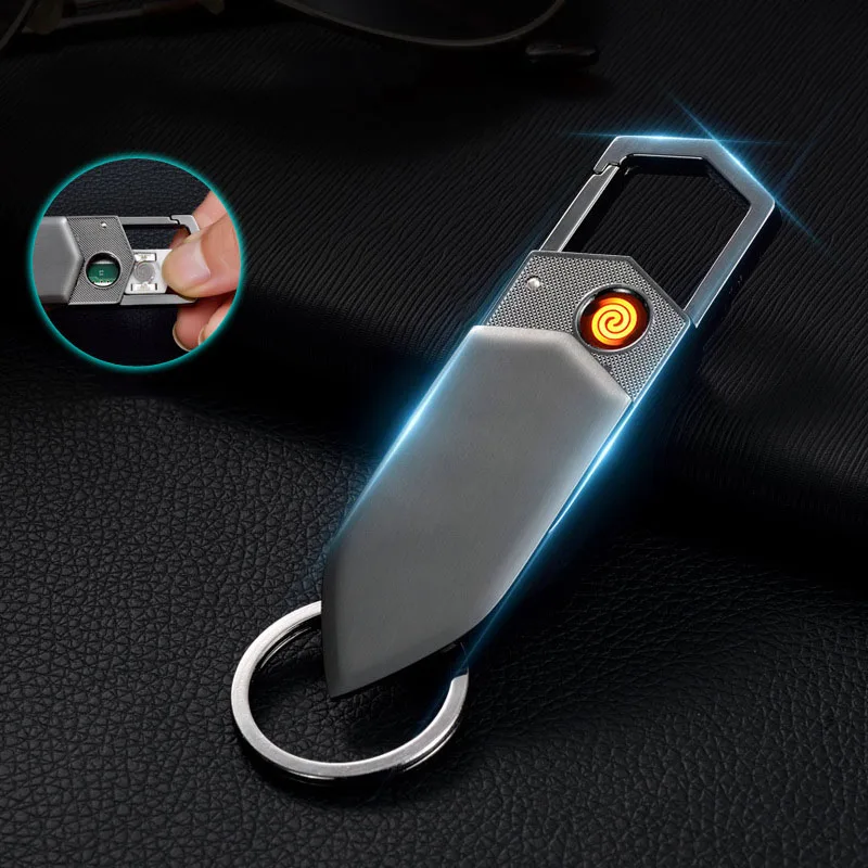 

2019 New USB Charging Windproof Cigarette Lighter Replaceable Tungsten Wire Keychain Cigarette Lighter Environmental Protection