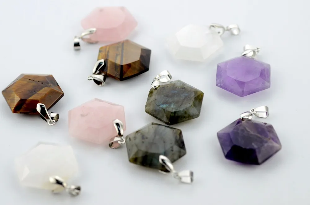 Buy Wholesale hexagon crystal pendant, natural stone