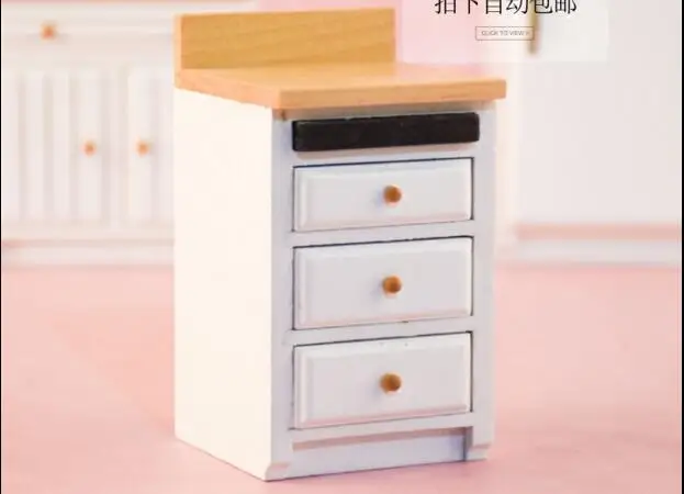 

G08-X009 children baby gift Toy 1:12 Dollhouse mini Furniture Miniature rement wooden white kitchen cabinet 1pcs