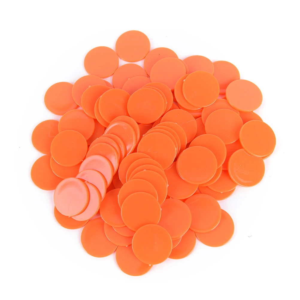 100Pcs/Lot NEW Creative Gift Accessories Plastic Poker Chips Casino Bingo Markers Token Fun Family Club Game Toy 100x 24MM - Цвет: orange