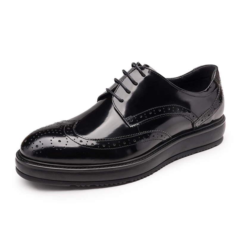 

2017 Men's Cow Leather Shoes Patent Leather Derby Shoes Dress Office Wedding Party Shoes Round toe Lace-up EU38-44 Size