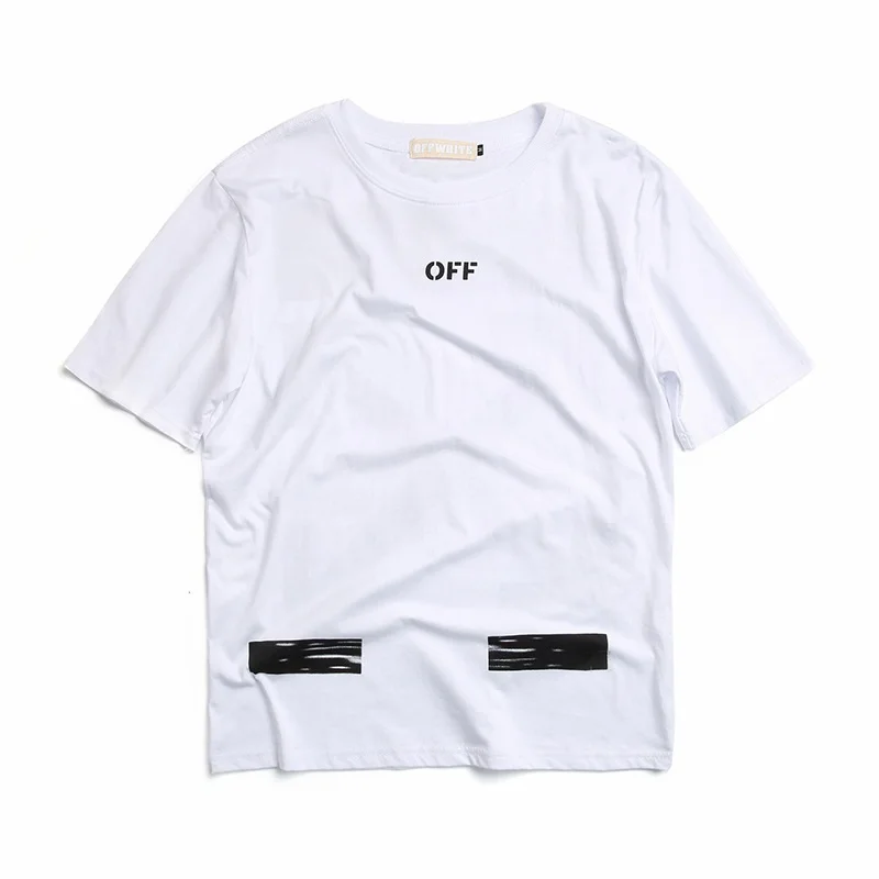 OFF-WHITE новая футболка с круглым вырезом и буквенным принтом в виде стрелы с коротким рукавом OW свободная Мужская - Цвет: Белый