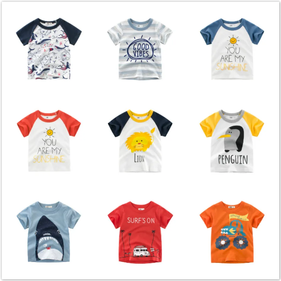 

Summer Baby Boys Short Sleeve T-Shirt Cotton Cartoon Whale Car Print T Shirt Children Toddler Letter Tee Infant Girl Top T-Shirt