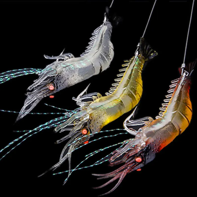 

2pcs/set Fishing Bait Shrimp Hook Silicone Soft Prawn Simulation Floating Shaped Lure Bionic 90mm Artificial Shrimp Lures Hook