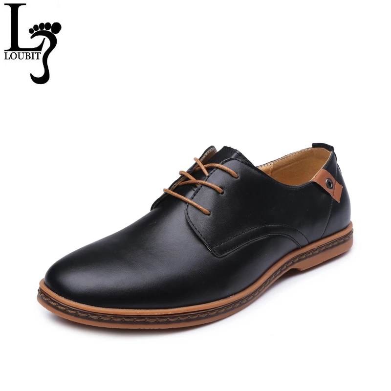 

2017 Spring Autumn PU Leather Men Casual Shoes Fashion Round Toe Lace-up Men Flats Comfortable Men Shoes Plus Size 38-48