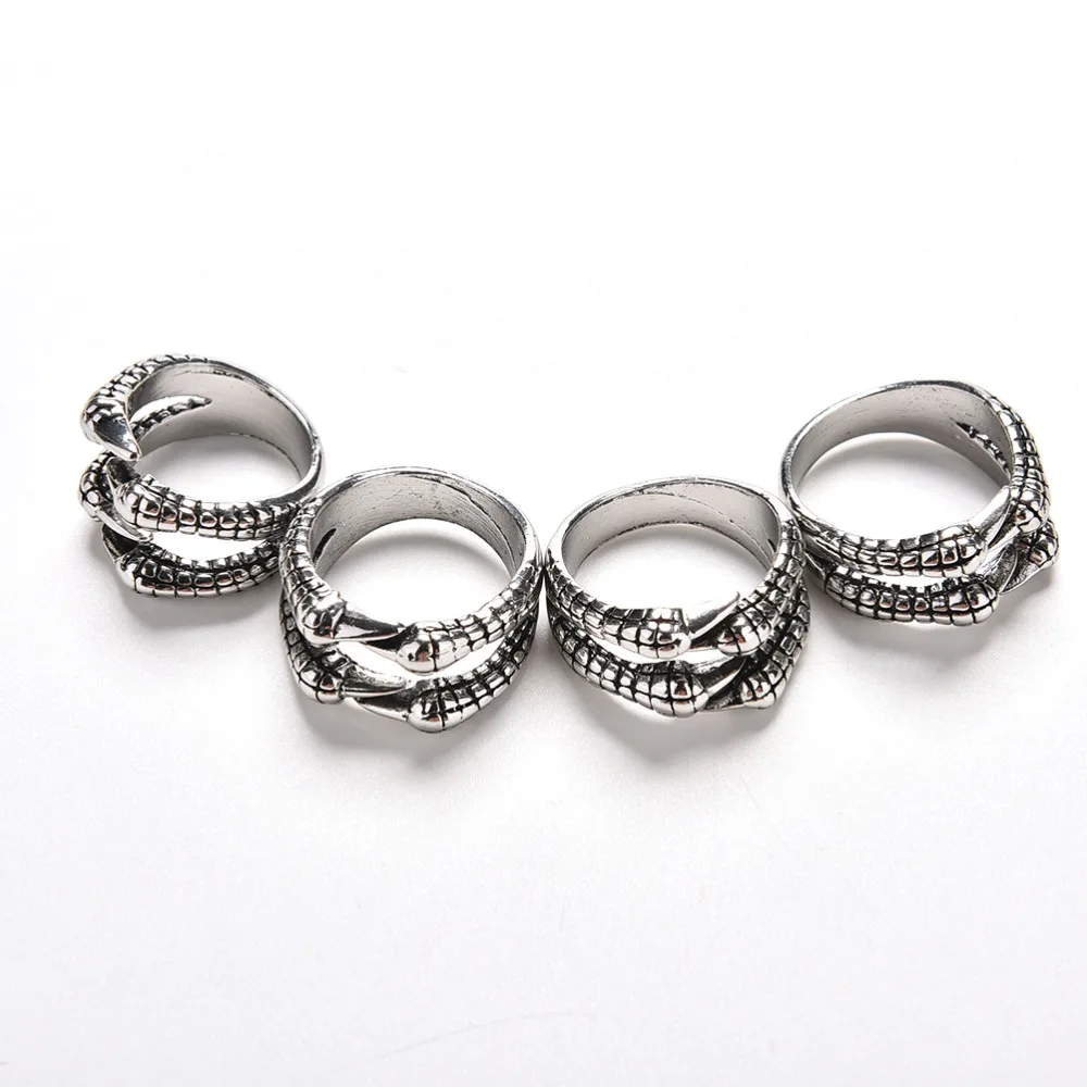 Size 8-11 1 Pc Vintage Dragon Claw Ring Punk Rock Stainless Steel Mens Biker Rings For Men Man US