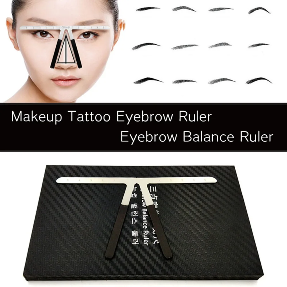 

Permanent Makeup Tattoo Eyebrow Metal Alloy Ruler Makeup Balance Caliper Divider Measure Tools Flexible bending 7 Eyebrow Shapes
