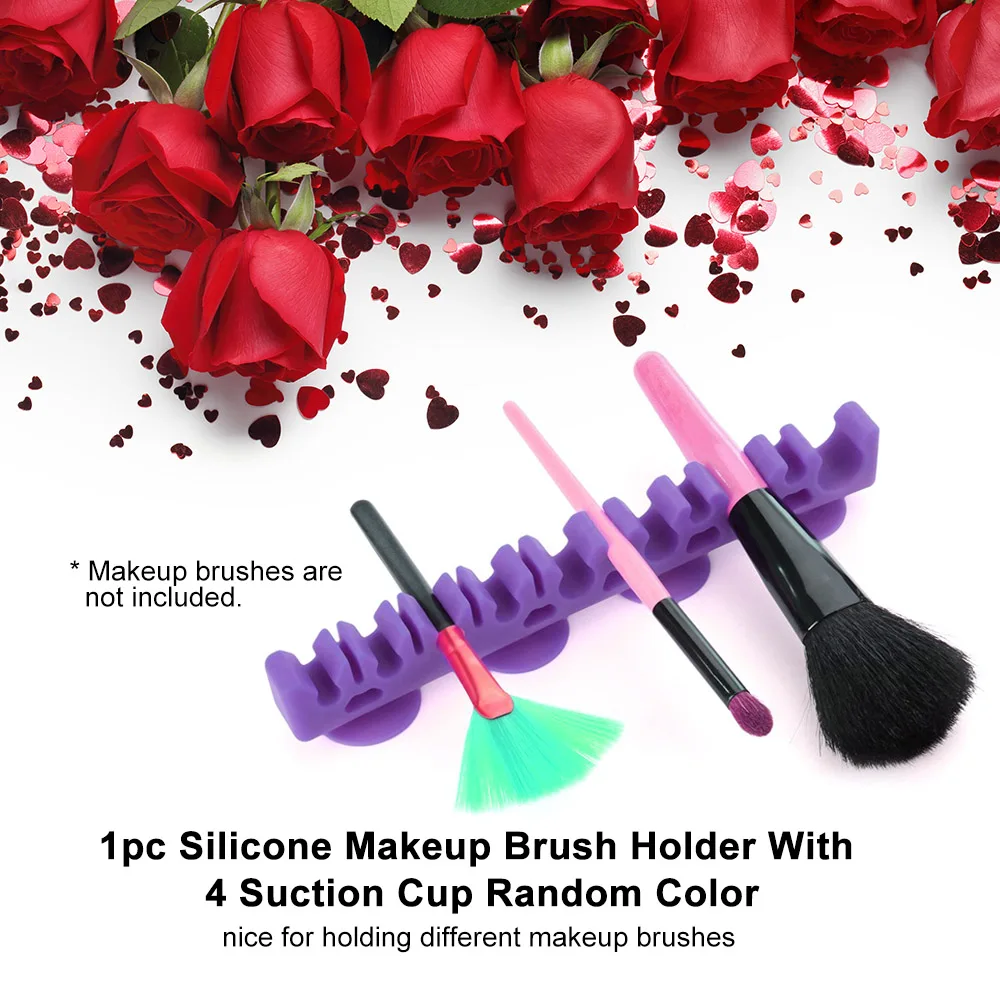 1Pcs Makeup Brush Holder Silicone Make up Brush Case With 4 Suction Cup