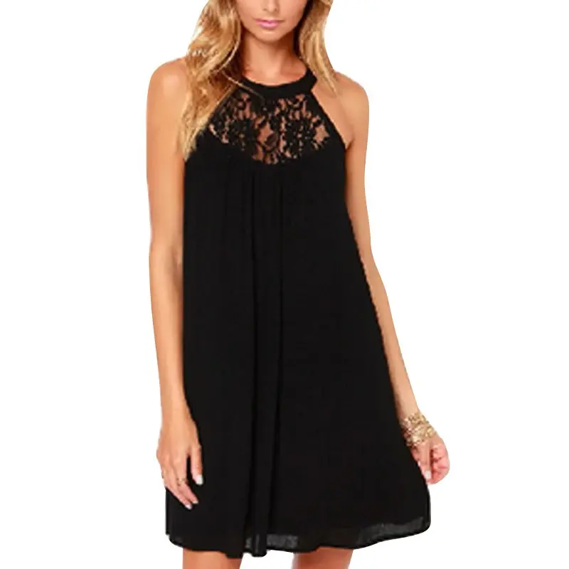 Summer font b Women b font font b Sexy b font Lace Patchwork Chiffon Mini Sleeveless