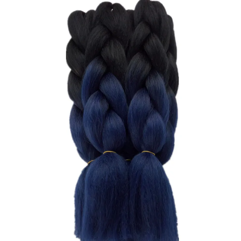 5 шт. 2" Pervado волосы Джамбо плетеные волосы объемные синтетические крючком косы наращивание волос темно-серый синий зеленый Омбре для женщин - Цвет: T1B/синий