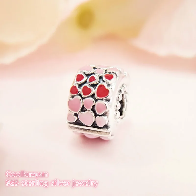 

Valentine's Day Authentic 100% 925 Sterling Silver Burst of Love Clip, Mixed Enamel Charms Clip Beads Fit Pandora Bracelet