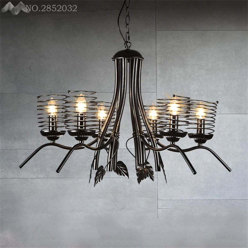

American creative loft retro spring candle chandeliers iron chandeliers for living room restaurant bar cafe home lighting decor
