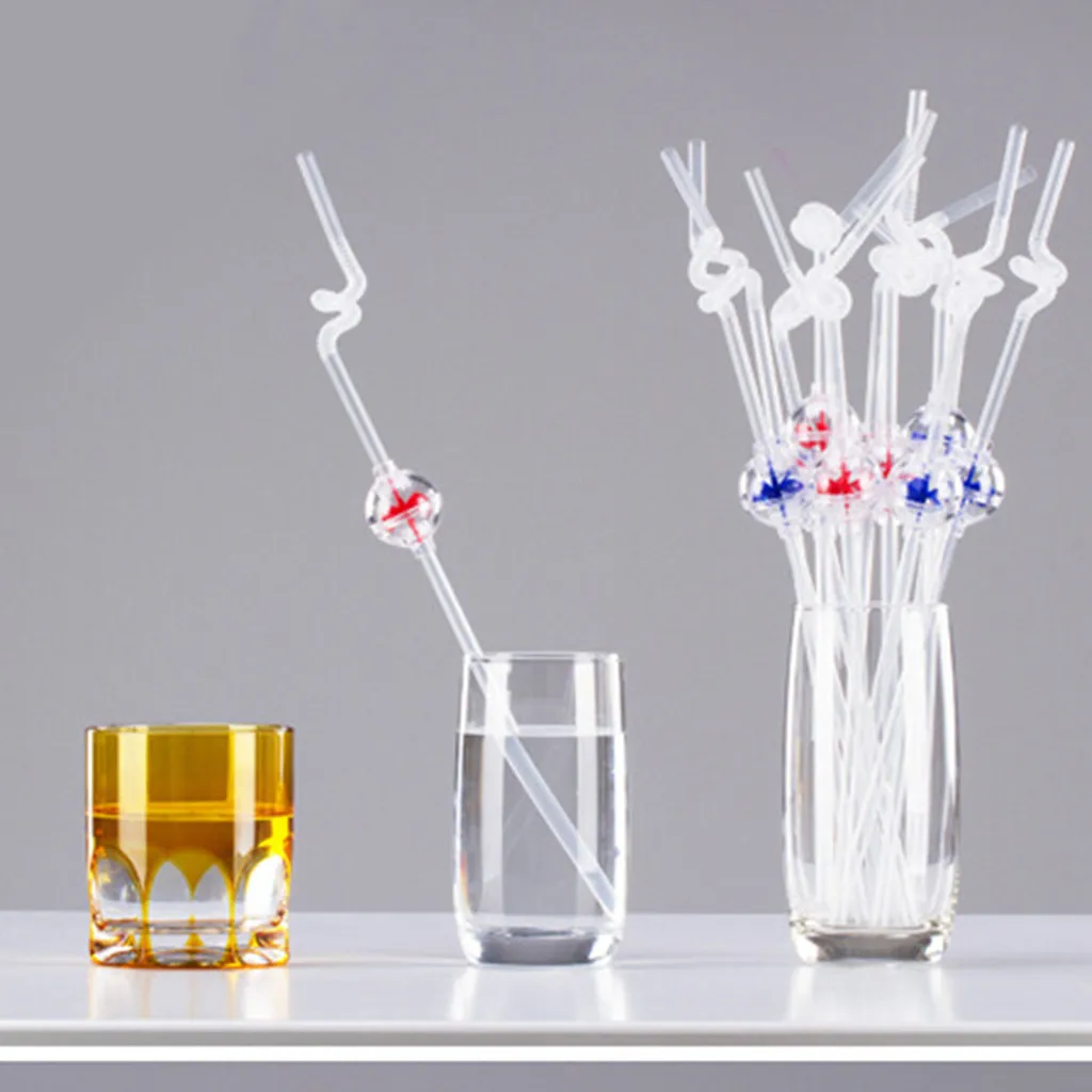 

10pcs Art Straw Creative Windmill Retractable Curved Drinking Paper Straws bachelor party children birthday party decorations@Q