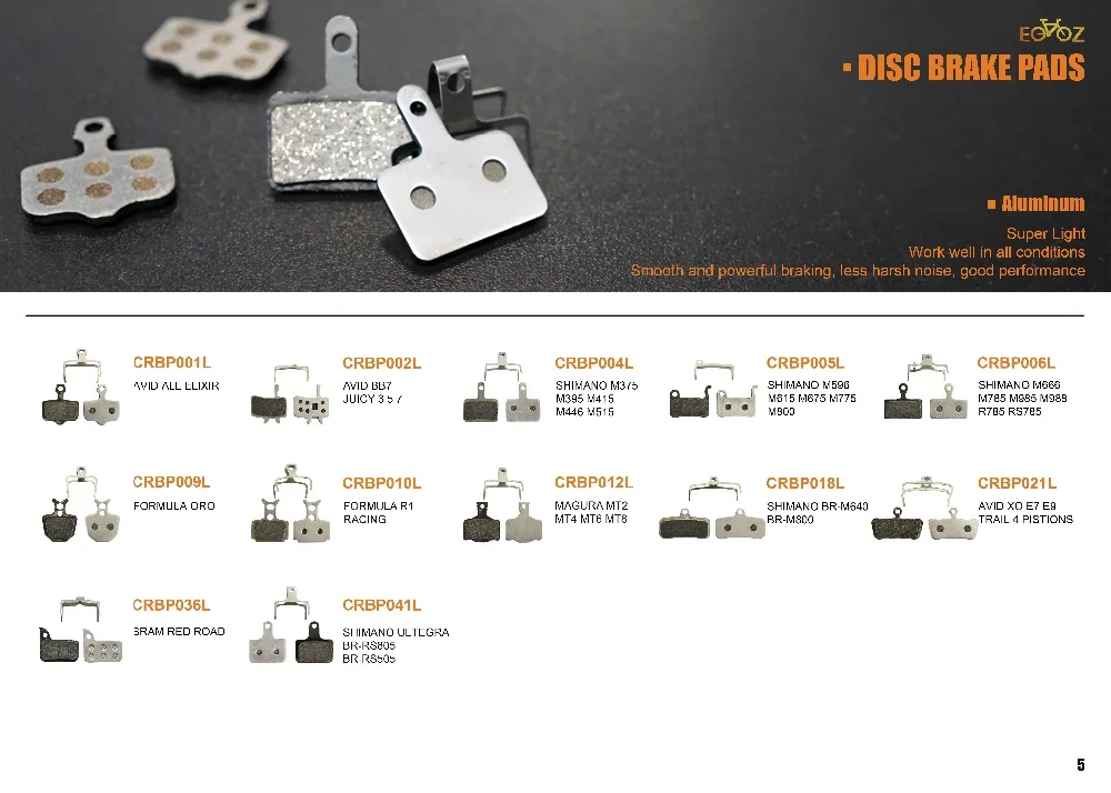 EOOZ 4 пары легкий велосипед полу-металлический диск тормозные колодки Алюминиевый задний для SHIMANO Ultegra R8070, RS805, RS505, RS405