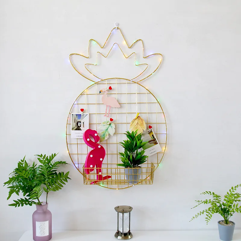 Металлическая настенная подвесная фоторамка в виде ананаса и сетки для спальни, гостиной, железная мультирамка, рамка для картин, стойка для домашнего декора, сделай сам