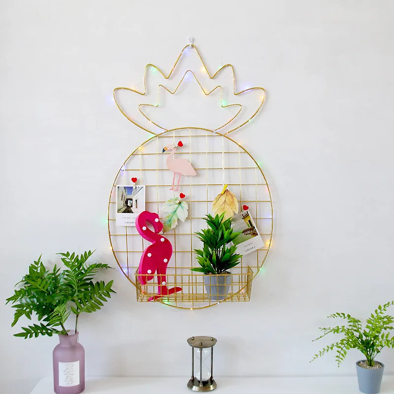 

Metal Wall pineapple Mesh Grid Hanging Photo Frame Bedroom Living Room Iron Multi-frame picture frame Rack Home DIY Decoration