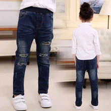 Лидер продаж, джинсовые штаны для маленьких девочек модные детские джинсы на весну-осень джинсовые штаны для девочек Одежда для девочек 4, 6, 8, 10, 12, 13 лет