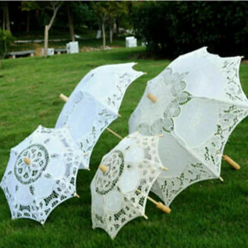 Красивый свадебный зонтик белого цвета слоновой кости ручной открытие Свадебный зонтик модный зонтик для невесты для украшения зонтик от солнца