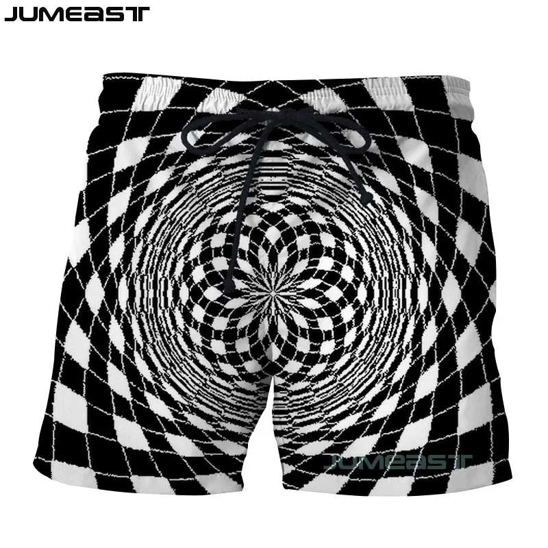 Бренд Jumeast, мужские/женские шорты с 3D принтом, визуальная иллюзия, новые быстросохнущие пляжные повседневные спортивные штаны, короткие штаны