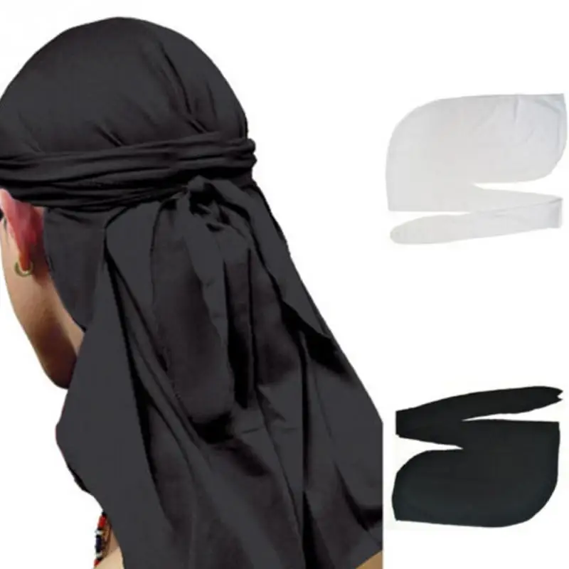 

Men Wave Milk fiber Cap Sport Hip Hop Skull Hat Headscarf Headwrap Long Tail Cap