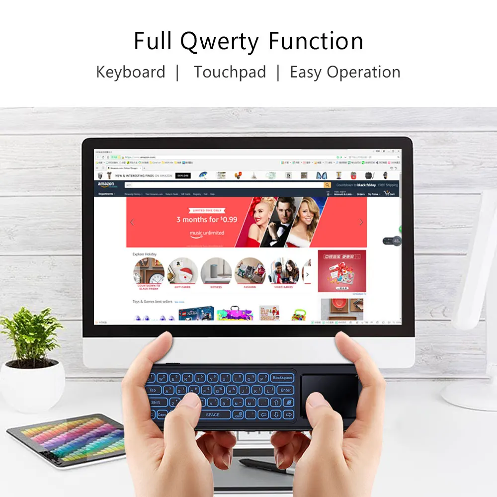 Goedkoop Vontar T8 T6 Plus 2.4 Ghz Lucht Muis Backlit Wireless Mini Keyboard Touchpad Afstandsbediening Voor Android Smart Tv Box h96 Max KM3