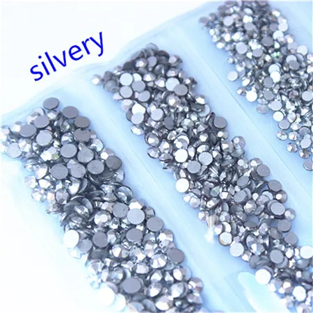 Micui 1440 шт, SS3-SS10, Микс, 6 размеров, AB кристаллы, стеклянные стразы, блестящий кристалл, не исправление, стразы для украшения ногтей MC992 - Цвет: Silver