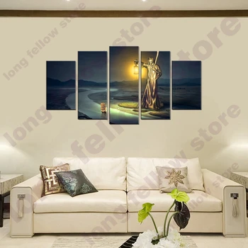 

5 Pieces Abstract Wall Art Canvas Print Greek Legend God Seascape Canvas Painting for Office Room Wall Decor Custom Dropshipping