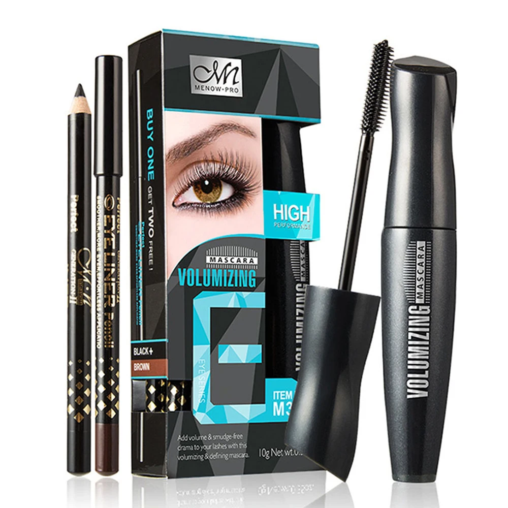 

3D Eye Mascara +TwoEyeliner Extend Eyelashes Curling Thick Lasting Lengthening Curl Waterproof Lasting Eye Cosmetics Set