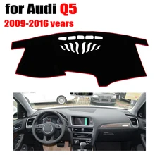 RKAC tampa Do painel do Carro mat para Audi Q5 2009-2016 anos de mão Esquerda drive dashmat pad traço cobre auto painel de acessórios para