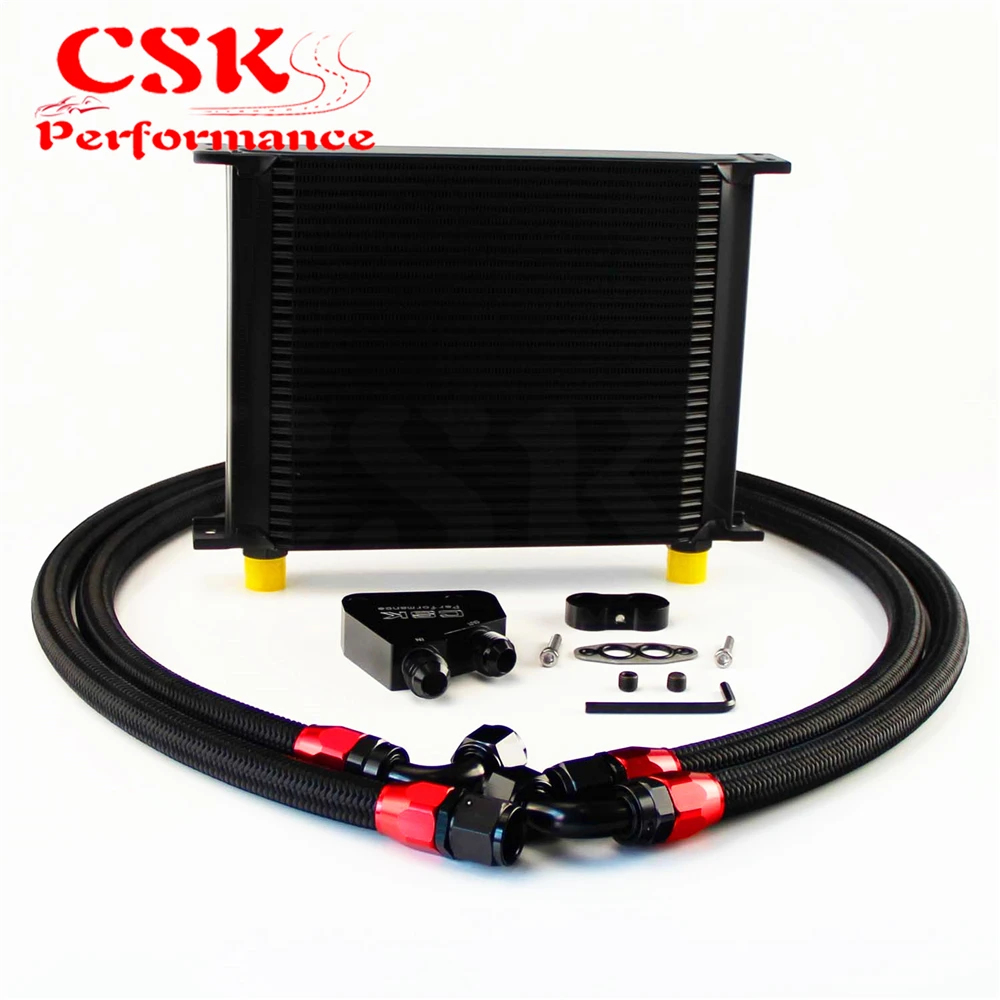 30 Row 248mm AN10 British Oil Cooler Kit+Male Sandwich Plate Adapter