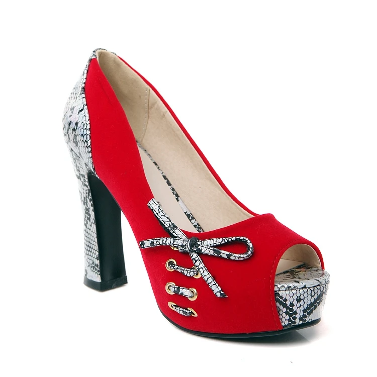 2018 Top Imprimé rouge Hauts Toe Noir Pompes Sexy Femmes Chaussures Nouveau bleu Peep Serpent Talons Parti Désherbage Qualité 6f7Ybgy